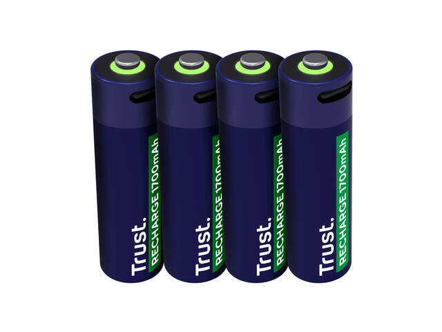 Batterij Trust USB-C oplaadbaar AA 4 stuks