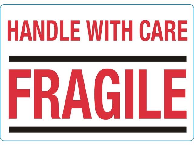 Waarschuwingsetiket handle with care 500 stuks