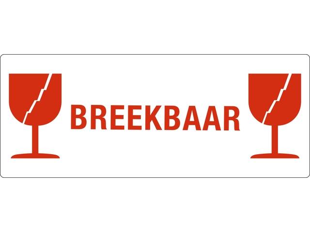 Waarschuwingsetiket breekbaar/glas 500 stuks