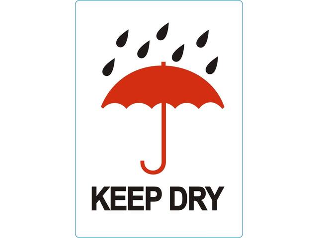 Waarschuwingsetiket keep dry 500 stuks
