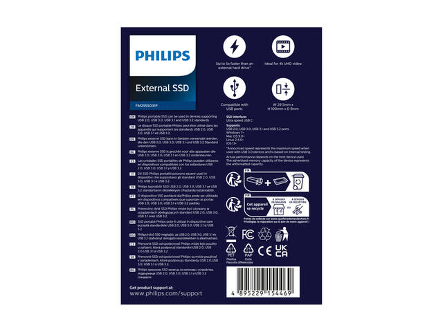 Philips External SSD 250 GB Ultra Speed Space Grey