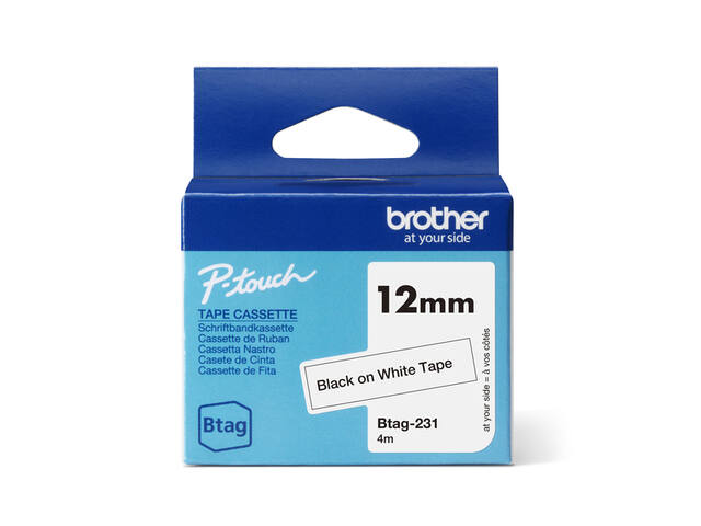 Labeltape Brother Ptouch Btag231 12mm wit