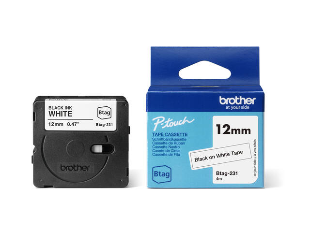 Labeltape Brother Ptouch Btag231 12mm wit