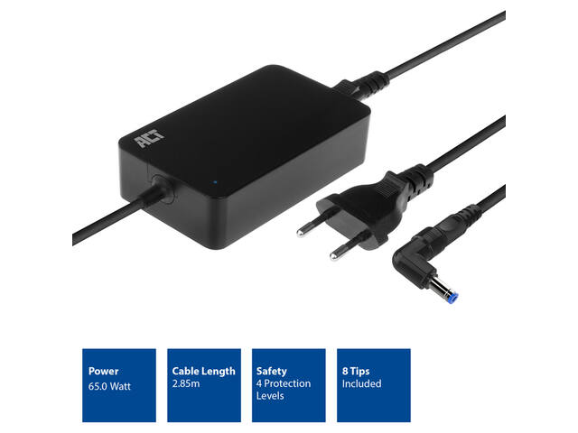 Compacte laptoplader 65W (laptops tot 15.6 inch)