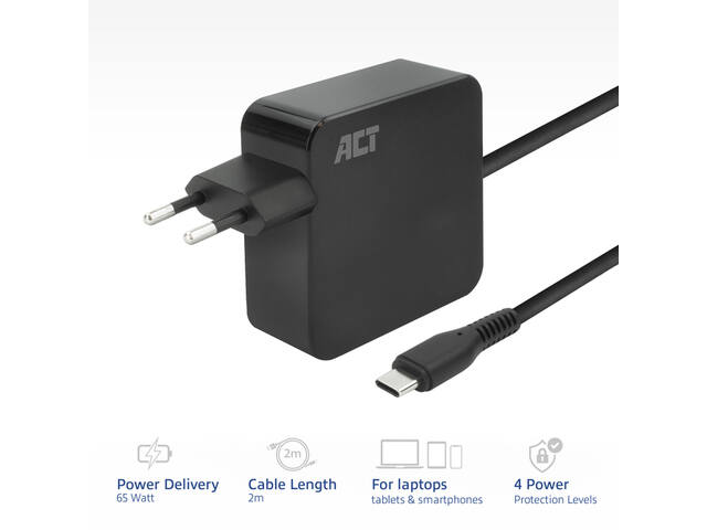 USB-C laptoplader 65W met Power D-profielen 2 m