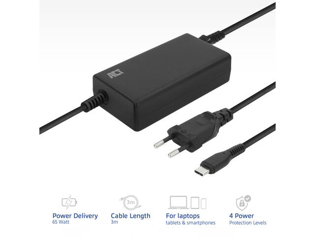USB-C laptoplader met Power Delivery profielen 65W