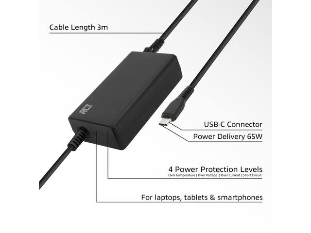 USB-C laptoplader met Power Delivery profielen 65W