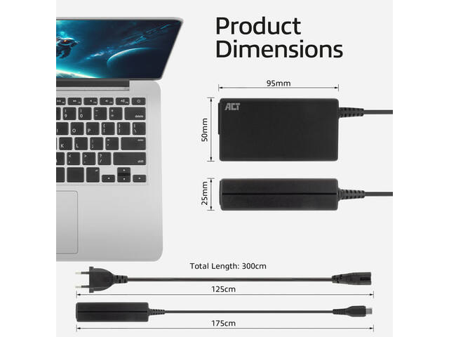 USB-C laptoplader met Power Delivery profielen 65W