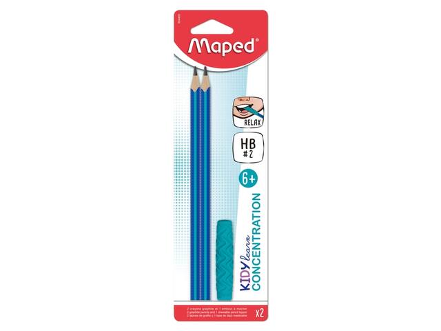 Potlood Maped Kidy Learn 3 stuks blauw
