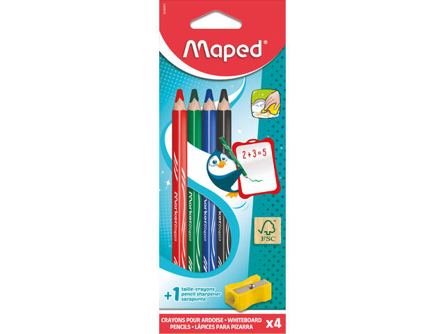 Whiteboardpotlood Maped MarkerPeps set 4 kleuren