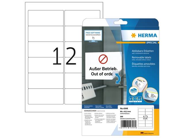 Etiket HERMA 4348 96x42.3mm wit 300st