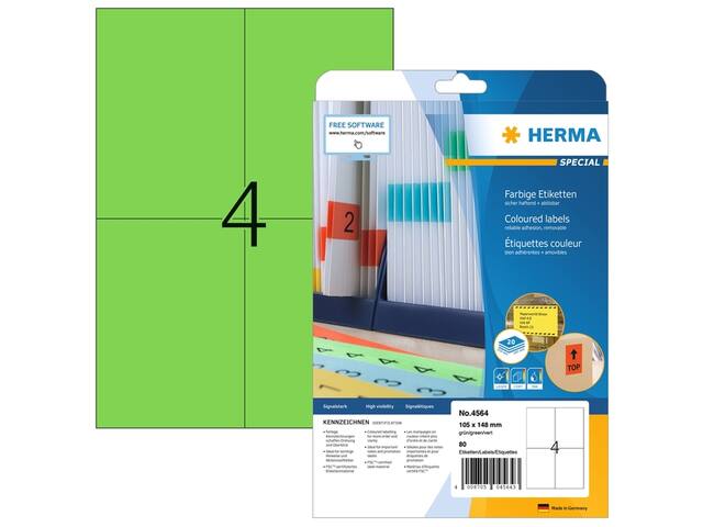 Etiket HERMA 4564 105x148mm groen 80st