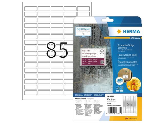 Etiket HERMA 8337 37x13mm weerbest wt 2125st