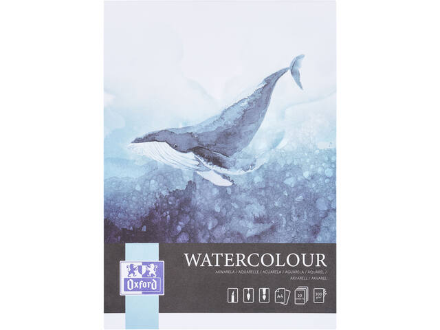 Aquarelblok Oxford Watercol A4 20v 300gr gelijmd
