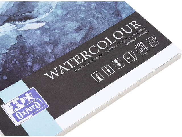 Aquarelblok Oxford Watercol A4 20v 300gr gelijmd