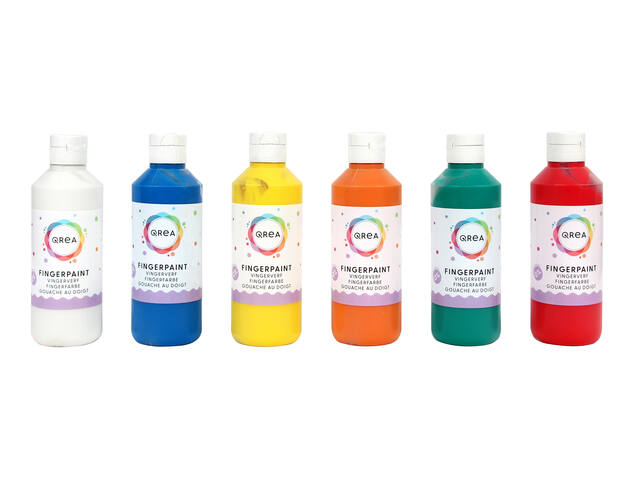 Vingerverf Qrea set a 6 kleuren 250ml