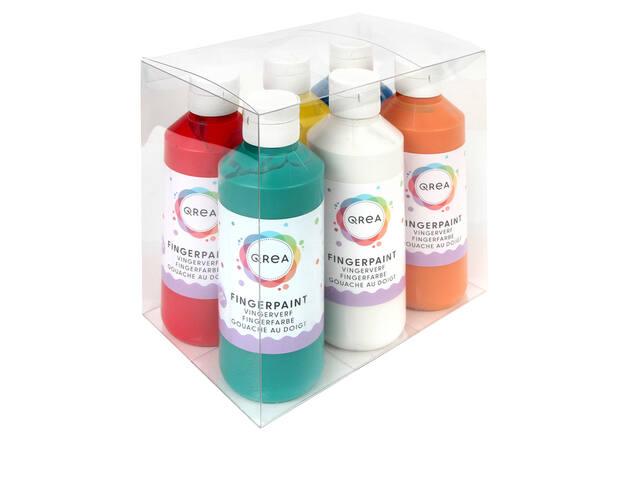 Vingerverf Qrea set a 6 kleuren 250ml
