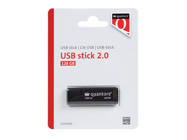 USB stick 2.0 Quantore USB-A 128GB zwart
