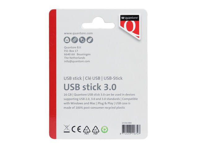 USB stick 3.0 Quantore USB-A 16GB zwart