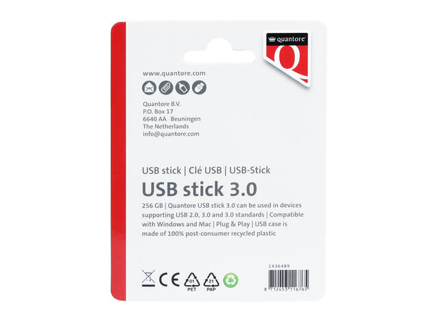USB stick 3.0 Quantore USB-A 256GB zwart