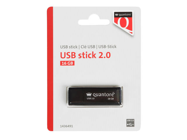 USB stick 2.0 Quantore USB-A 16GB zwart