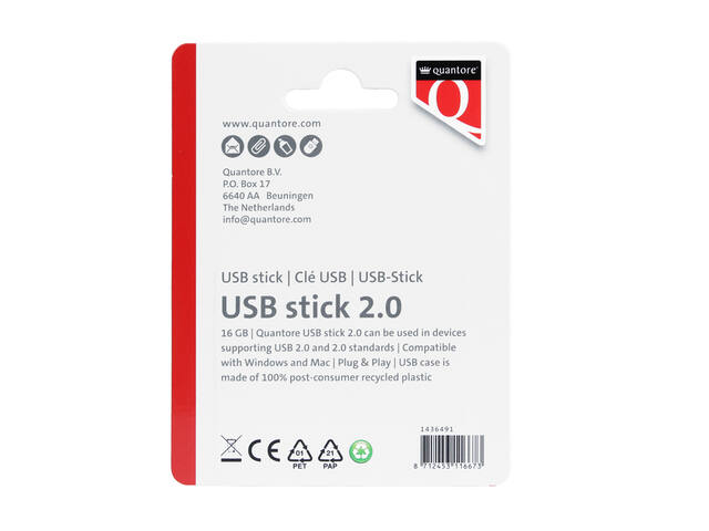 USB stick 2.0 Quantore USB-A 16GB zwart
