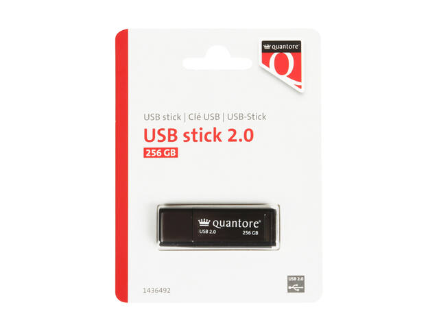 USB stick 2.0 Quantore USB-A 256GB zwart