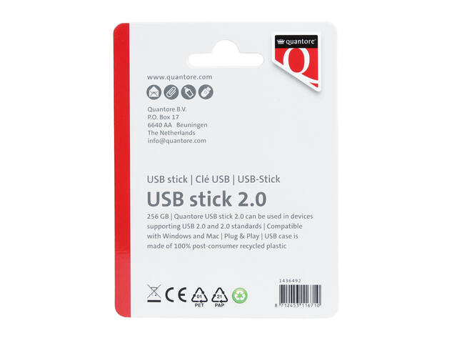 USB stick 2.0 Quantore USB-A 256GB zwart