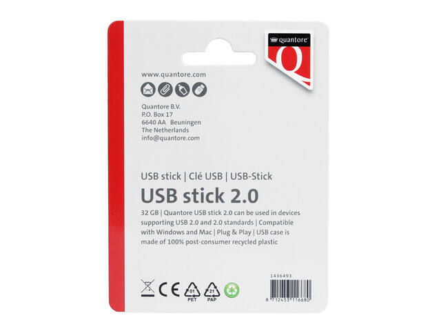 USB stick 2.0 Quantore USB-A 32GB zwart
