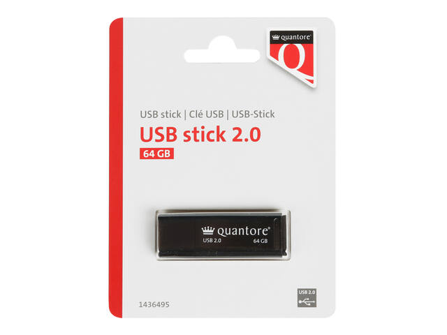 USB stick 2.0 Quantore USB-A 64GB zwart