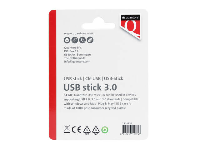 USB stick 3.0 Quantore USB-A 64GB zwart