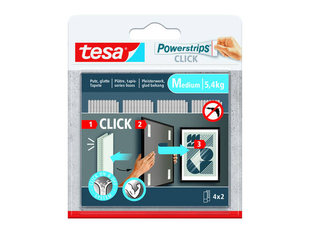 Kleefstip tesa Powerstrips Click Medium 4 paar wit