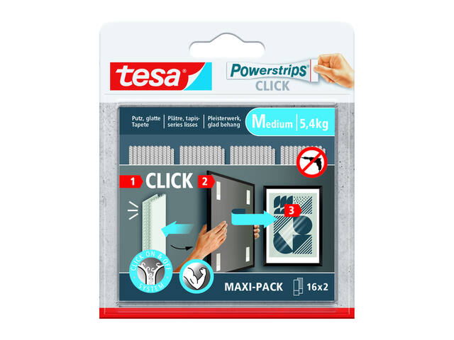 Kleefstip tesa Powerstrips Click Medium 16 paar wt