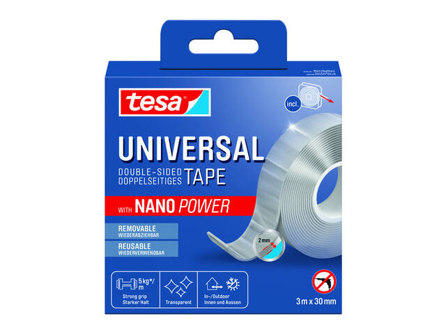 Plakband tesa Nano Power dubbelzijdig 30mmx3m