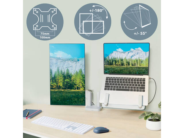 Monitor en laptoparm Leitz Ergo grijs