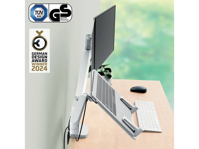 Monitor en laptoparm Leitz Ergo grijs