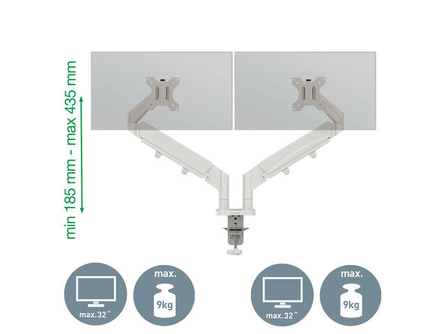 Monitorarm Leitz Ergo ruimtebesparend dubbel grijs