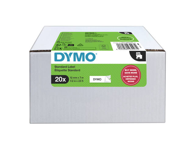 Labeltape Dymo LabelManager D1 12mm zwart  20st