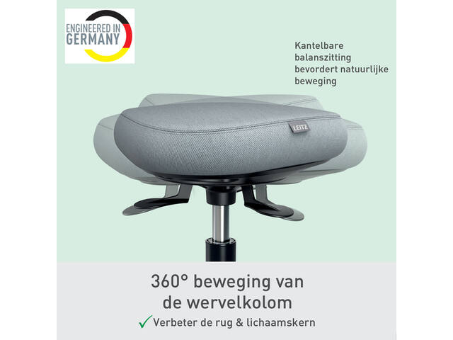 Zitkruk Leitz Ergo met wieltjes en wiebelkussen