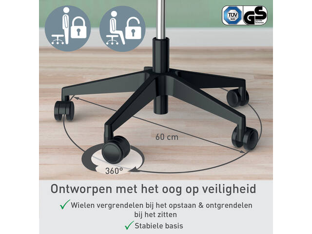 Zitkruk Leitz Ergo met wieltjes en wiebelkussen