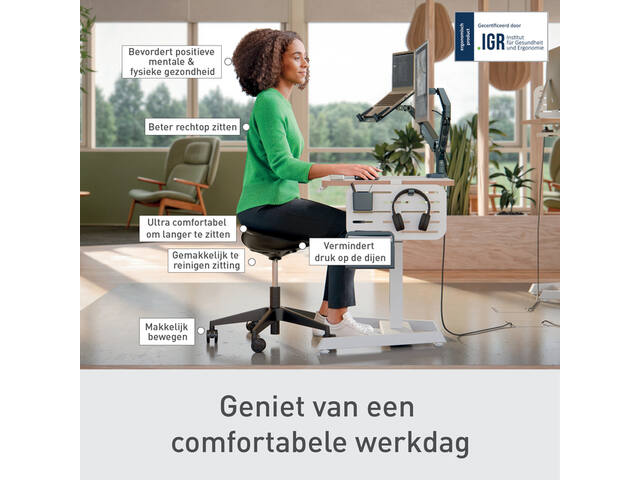 Zitkruk Leitz Ergo met wieltjes en comfortzitting