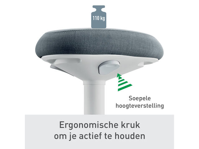 Actieve zit-sta kruk Leitz Ergo gasveer 57-82cm