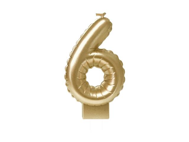 Foil balloon candle gold 6