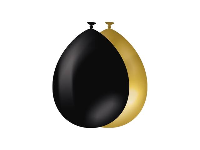 Ballonnen goud en zwart 10 stuks