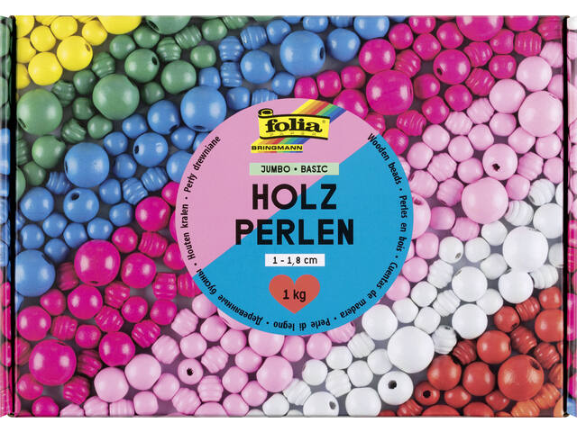 Houten kralen Folia 1000 gram assorti