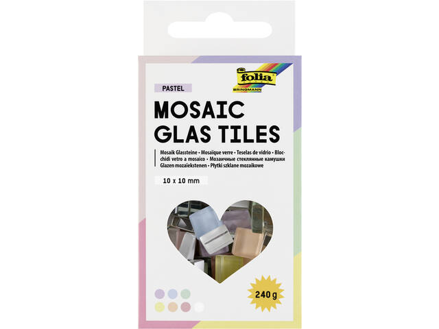 Mozaieksteentjes Folia 10x10mm glas pastel assorti