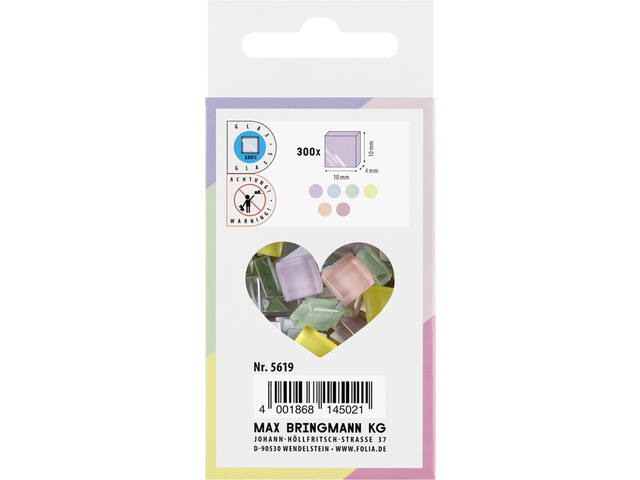 Mozaieksteentjes Folia 10x10mm glas pastel assorti
