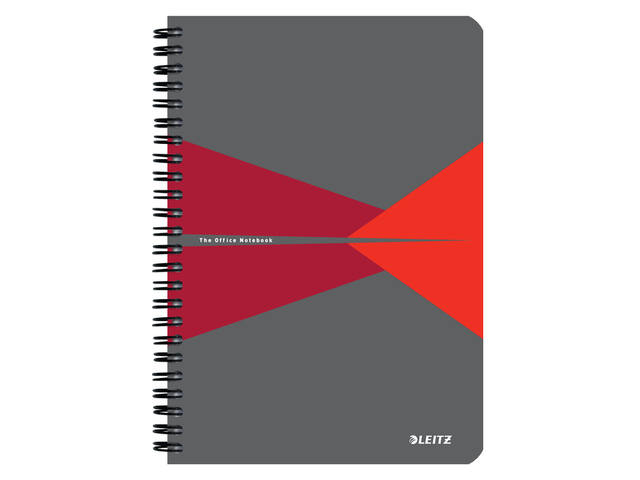 Notitieboek Leitz Office A5 lijn 180pag grijs rood