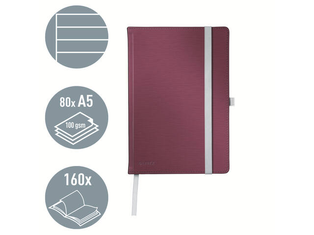 Notitieboek Leitz Style A5 lijn 160 pagina s rood