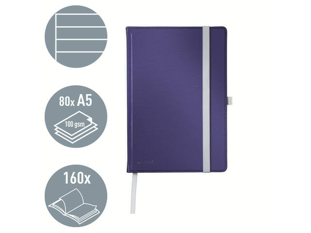 Notitieboek Leitz Style A5 lijn 160 pagina s blauw